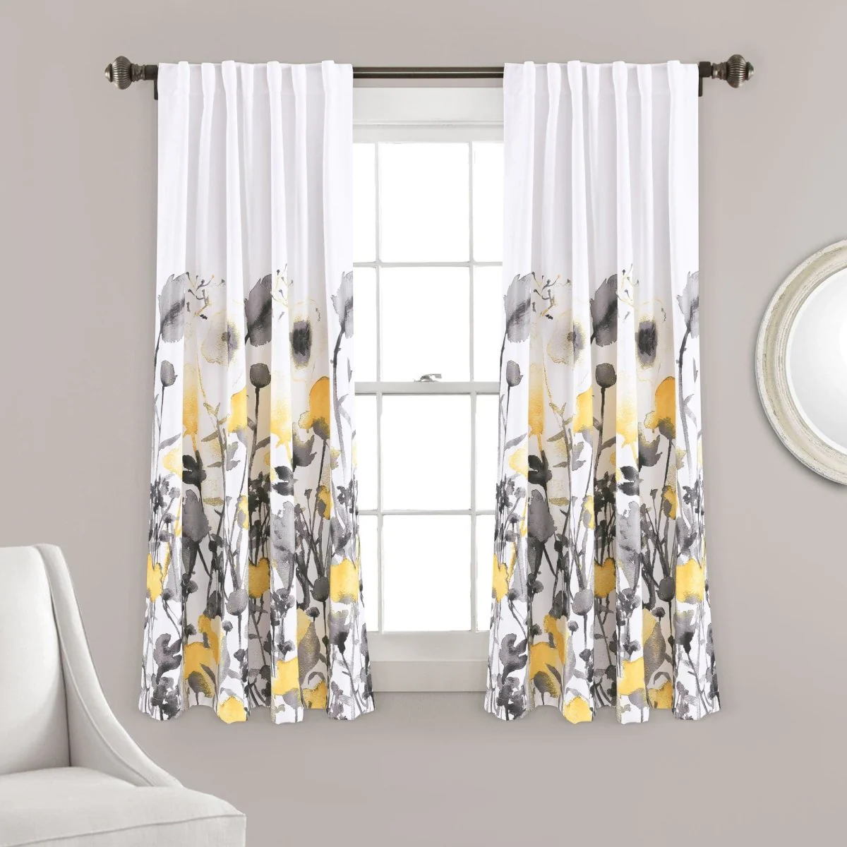 Zuri Flora Light Filtering Window Curtain Panel Set - Image 3