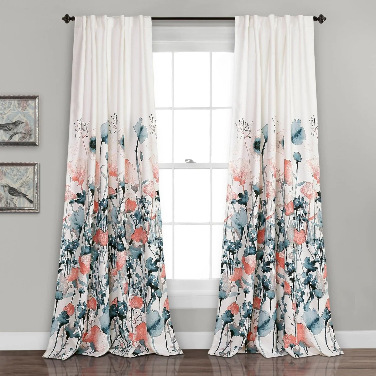 Zuri Flora Light Filtering Window Curtain Panel Set - Image 4