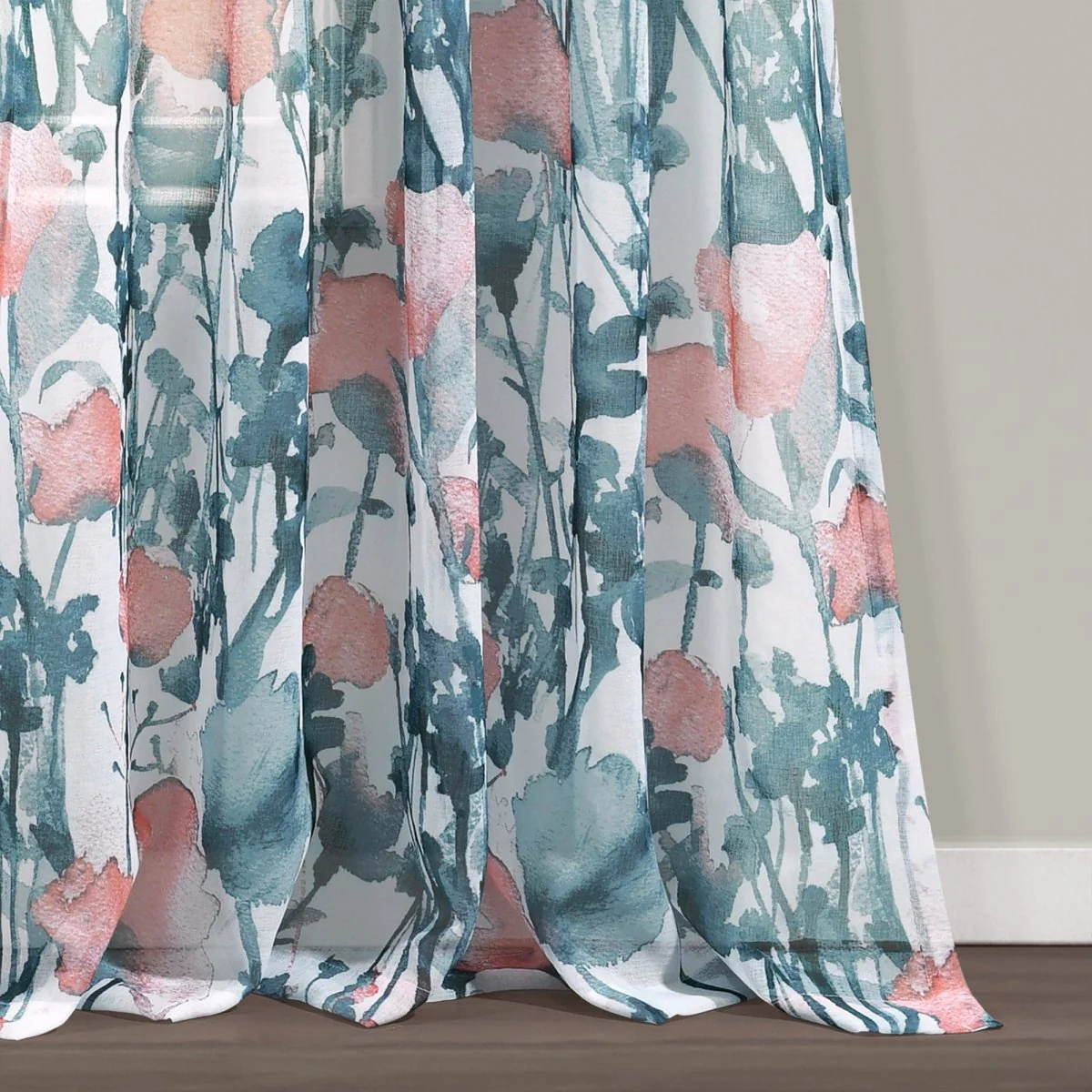Zuri Flora Sheer Window Curtain Panel Set - Image 4